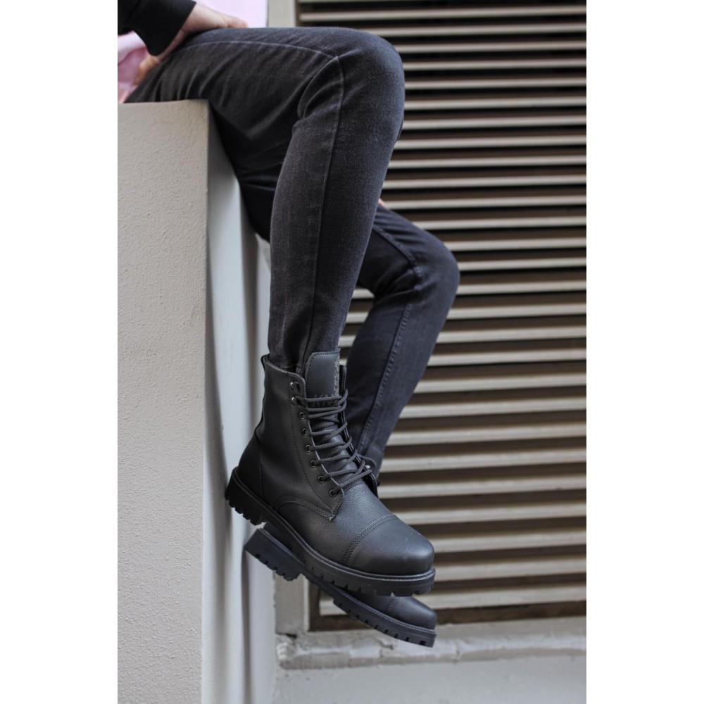 K&A Yüksek Taban Ayakkabı B-022 Siyah (Siyah Taban)