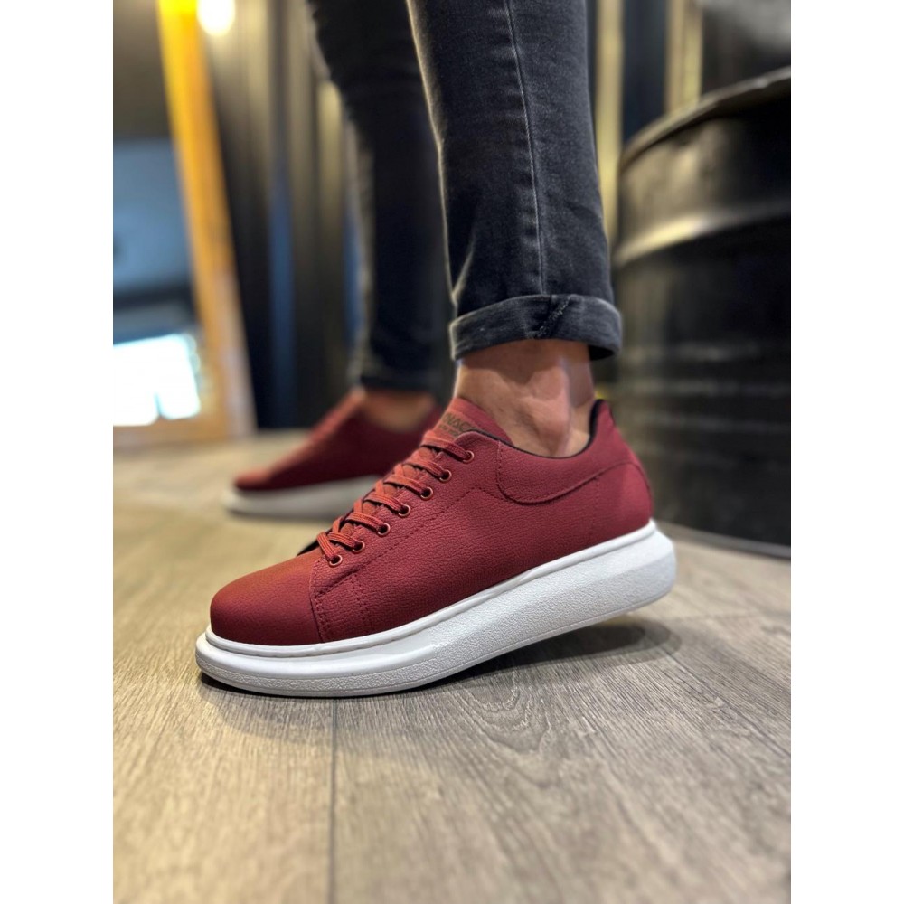 K&A Yüksek Taban Günlük Ayakkabı 045 Bordo (Beyaz Taban)