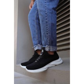 K&A Sneakers Ayakkabı 065 Siyah Süet (Beyaz Taban)