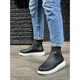 K&A Yüksek Taban Ayakkabı 111 Siyah (Beyaz Taban)
